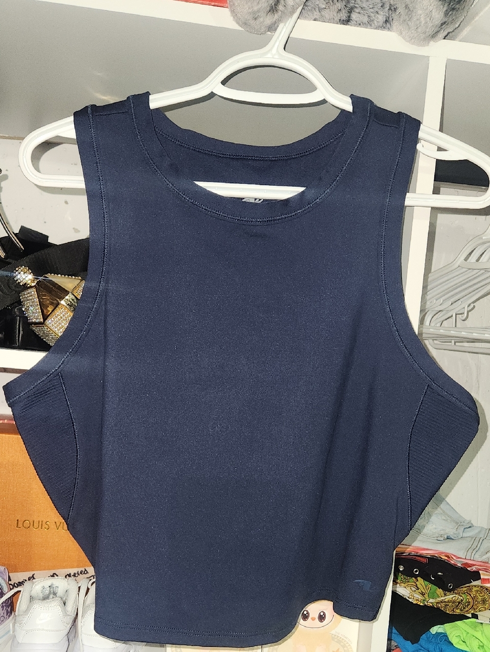 Athletic Works Navy Sleeveless Crop Tank Top xl